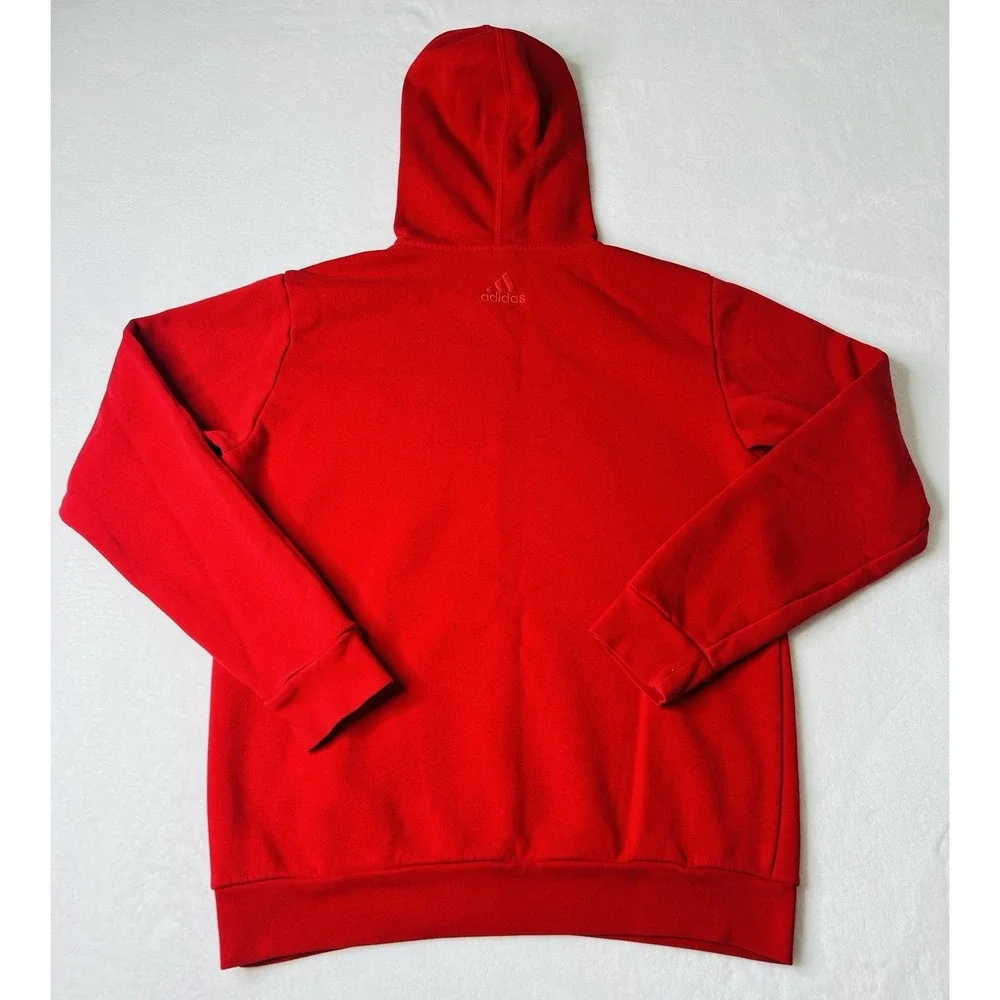 Adidas Men's Activewear Essentials Fleece Big Logo Red Long Sleeve Hoodie Size S